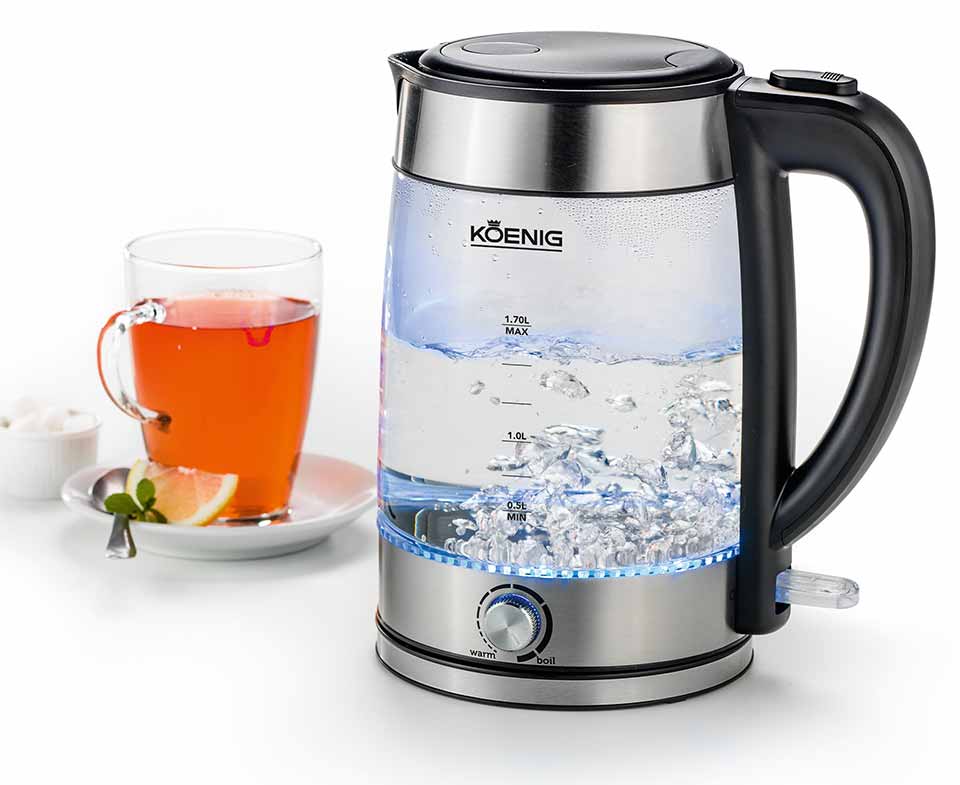 KOENIG BOUILLOIRE VERRE AVEC SELECTION DE TEMPERATURE 1,7L BO2115