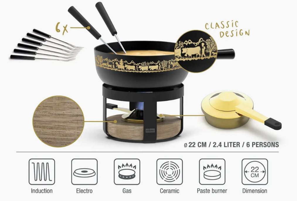 STÖCKLI SET FONDUE PILATUS BOIS CLASSIC 22
